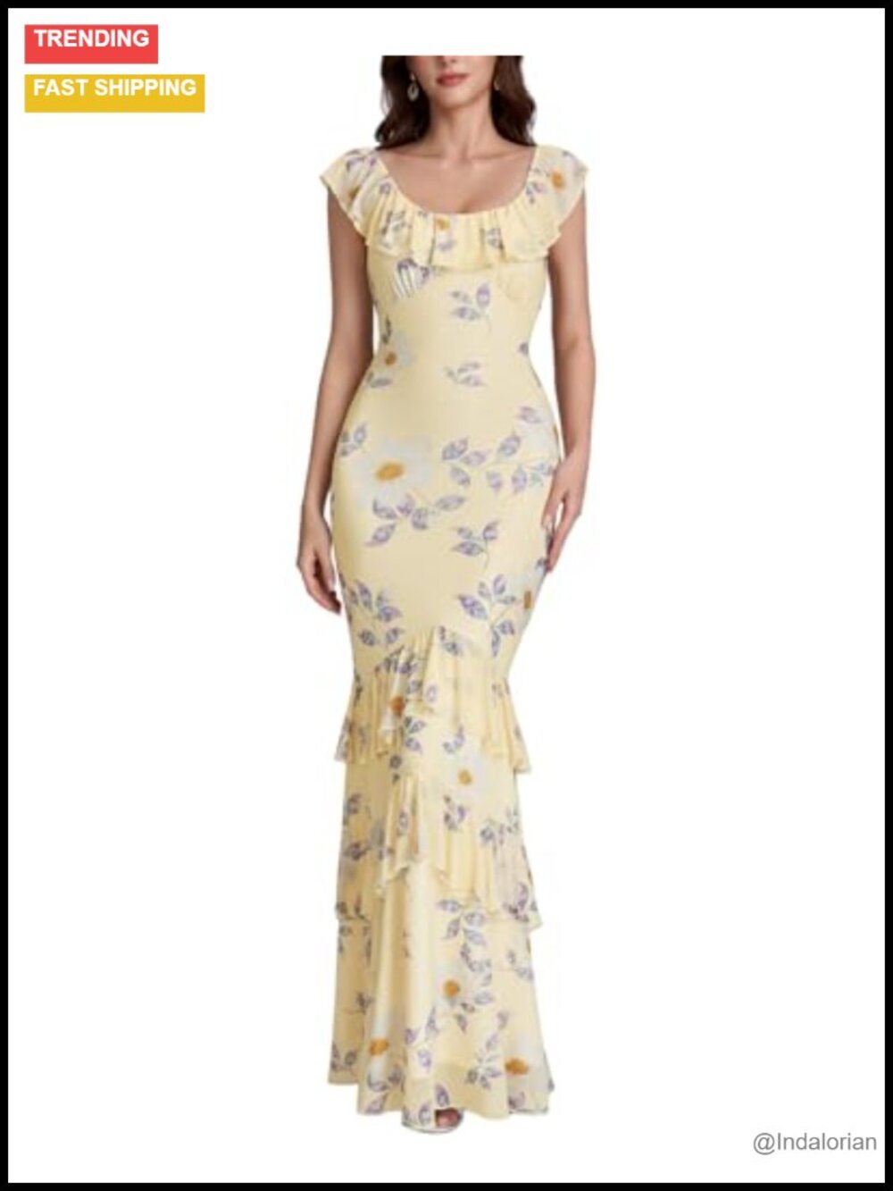 Women's Floral Ruffle Maxi Dress Sleeveless Formal Wedding Guest